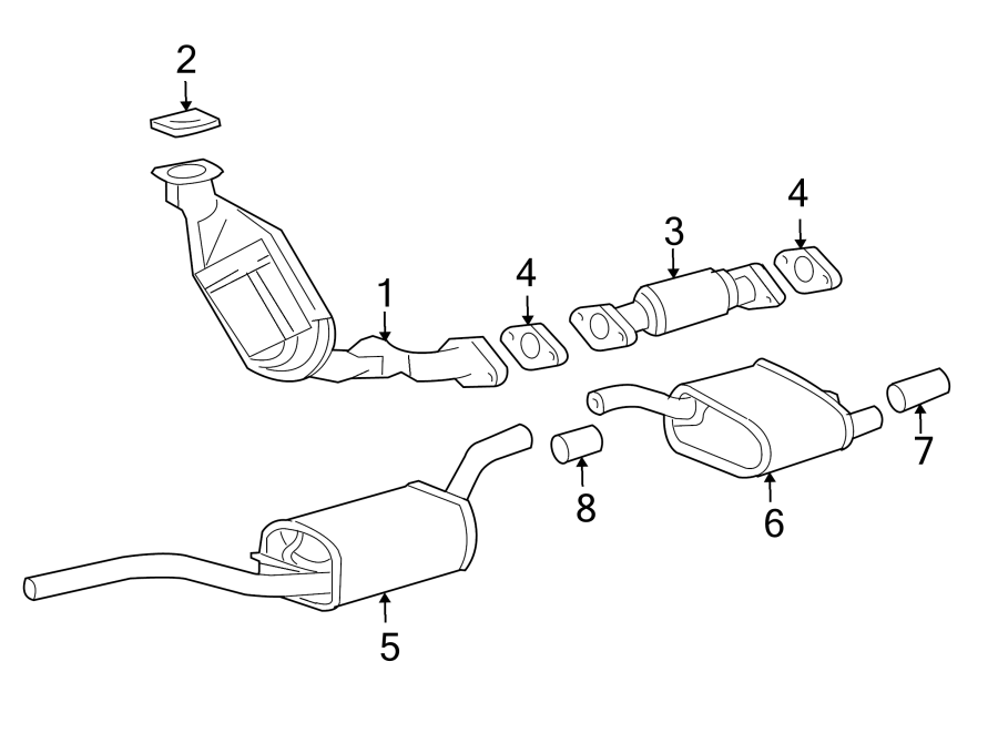 Diagram EXHAUST SYSTEM. EXHAUST COMPONENTS. for your 2021 Ford Bronco   