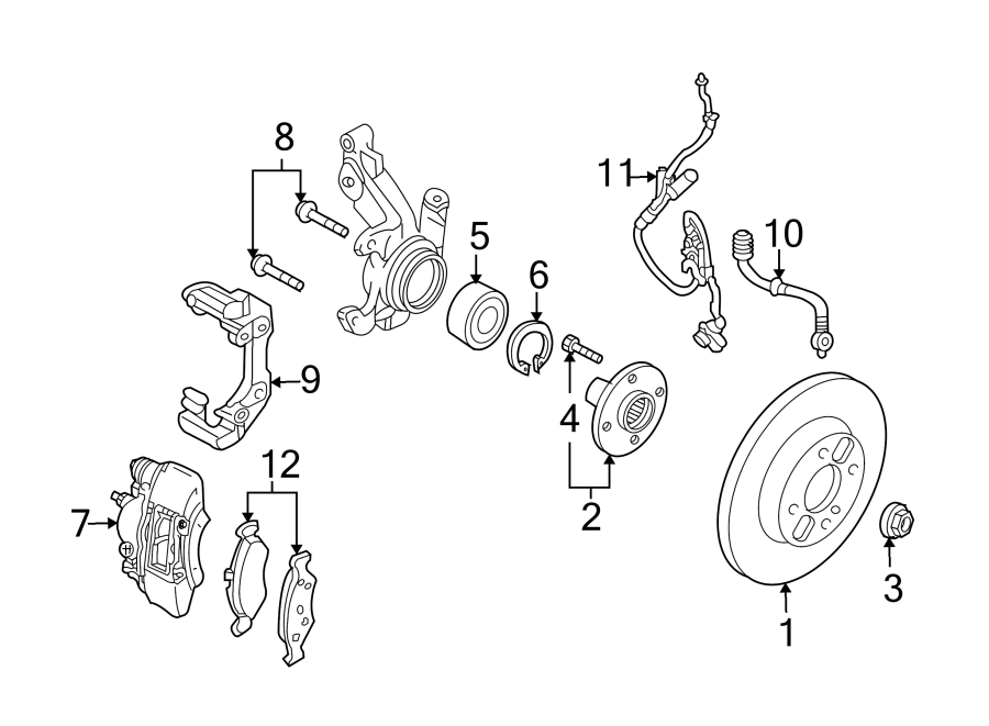 Diagram FRONT SUSPENSION. BRAKE COMPONENTS. for your 2015 Lincoln MKZ Hybrid Sedan  