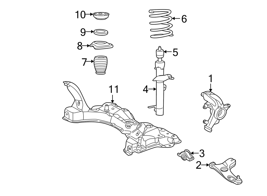 Diagram FRONT SUSPENSION. SUSPENSION COMPONENTS. for your 2001 Ford Focus   