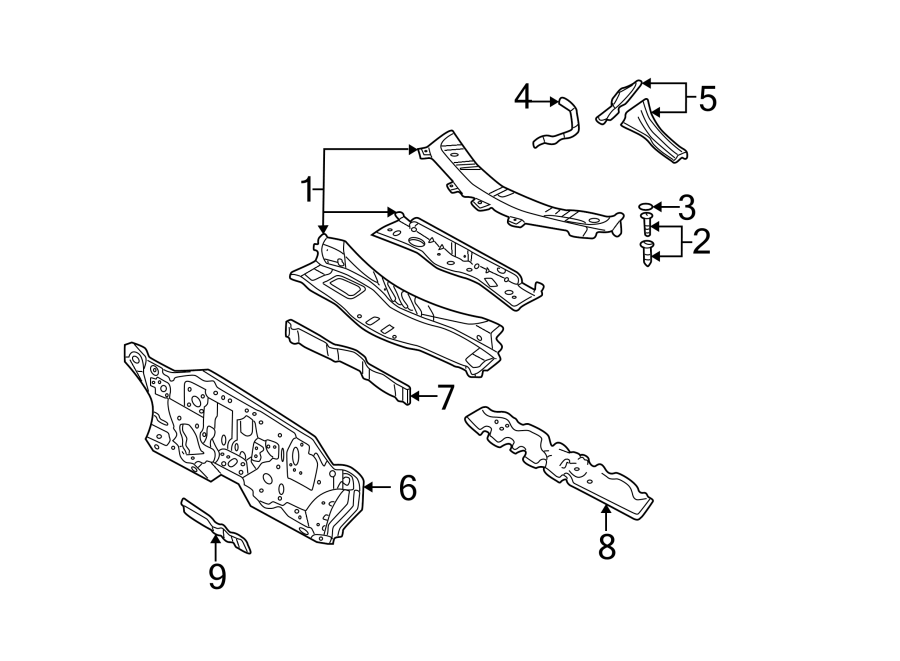 Diagram COWL. for your 2019 Ford F-150  Platinum Crew Cab Pickup Fleetside 