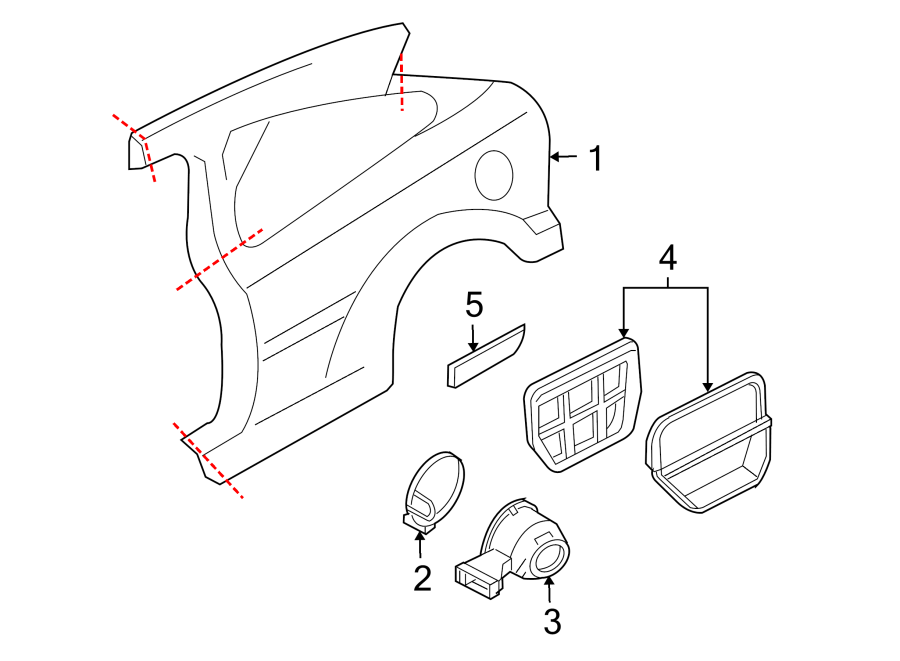 Diagram EXTERIOR TRIM. QUARTER PANEL & COMPONENTS. for your 2017 Ford F-150 2.7L EcoBoost V6 A/T RWD Lariat Crew Cab Pickup Fleetside 