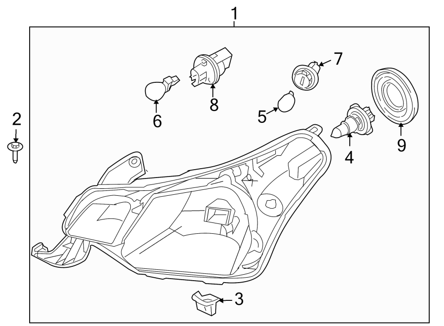 Diagram FRONT LAMPS. HEADLAMP COMPONENTS. for your 2017 Lincoln MKZ Reserve Hybrid Sedan  