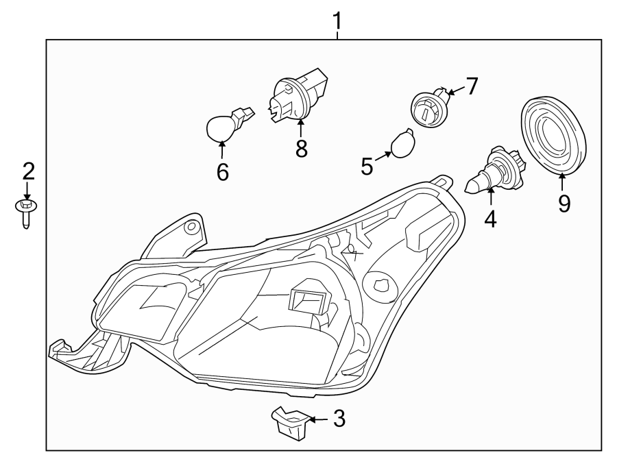 Diagram FRONT LAMPS. HEADLAMP COMPONENTS. for your 2017 Lincoln MKZ Select Hybrid Sedan  