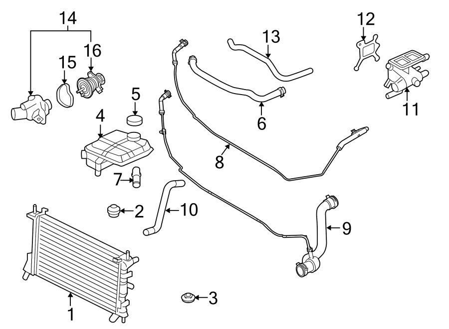 Diagram RADIATOR & COMPONENTS. for your Lincoln MKZ  