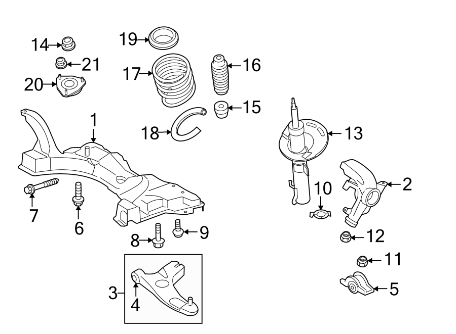 Diagram FRONT SUSPENSION. SUSPENSION COMPONENTS. for your 2013 Ford Fiesta   