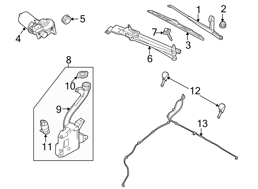 Diagram WINDSHIELD. WIPER & WASHER COMPONENTS. for your Ford F-150  