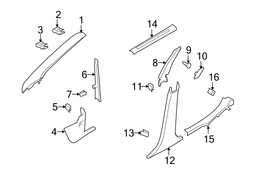 Diagram Pillars. Rear door. Rocker & floor. Interior trim. for your Ford E-250 Econoline  