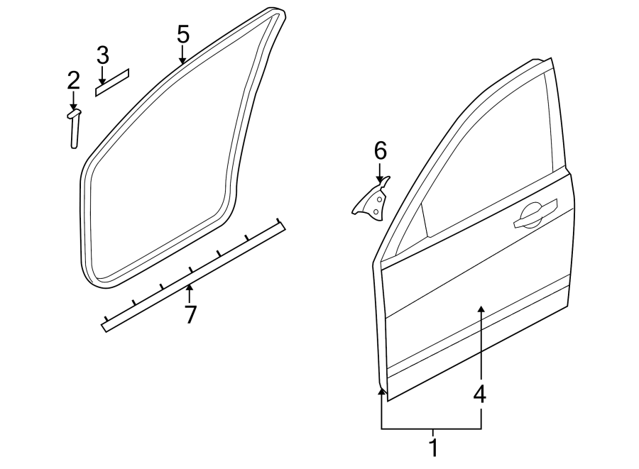 Diagram DOOR & COMPONENTS. for your 2022 Ford F-150 3.5L EcoBoost V6 A/T 4WD SSV Extended Cab Pickup Fleetside 