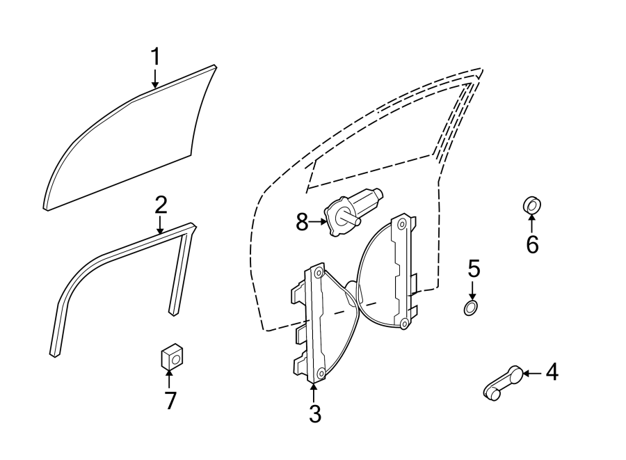Diagram DOOR. GLASS & HARDWARE. for your 2001 Ford Excursion   