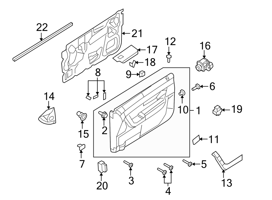 Diagram DOOR. INTERIOR TRIM. for your 2016 Ford F-150 2.7L EcoBoost V6 A/T 4WD XL Standard Cab Pickup Fleetside 