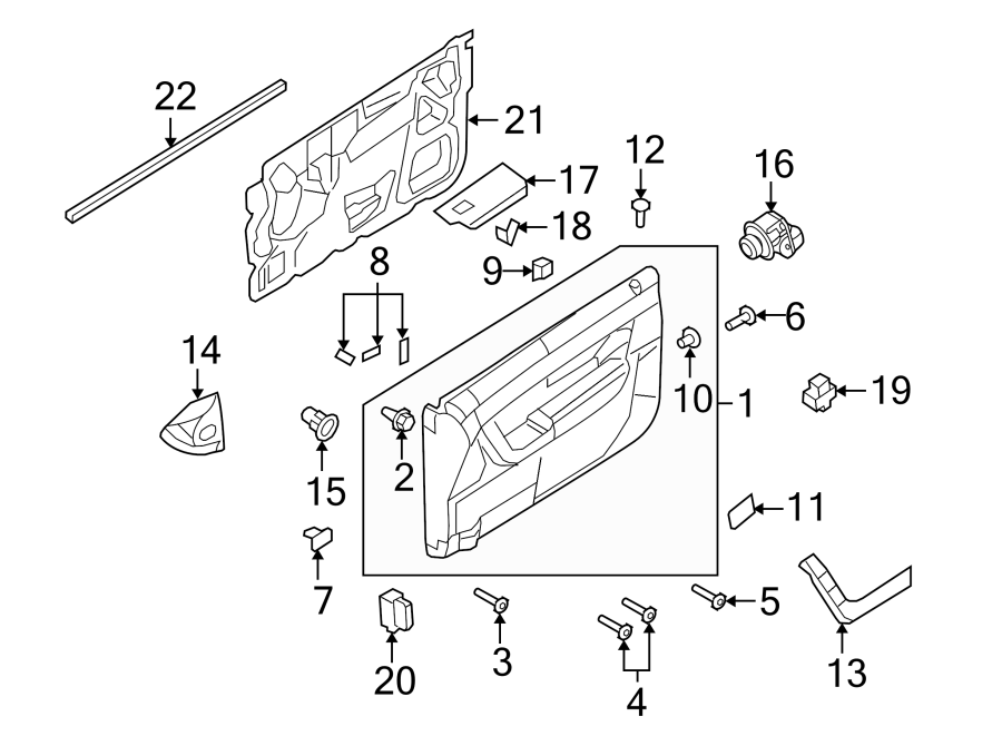 Diagram FRONT DOOR. INTERIOR TRIM. for your 2017 Lincoln MKZ Premiere Sedan  