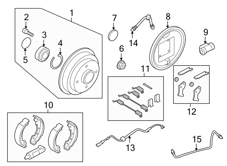 Diagram REAR SUSPENSION. BRAKE COMPONENTS. for your 2016 Lincoln MKZ   