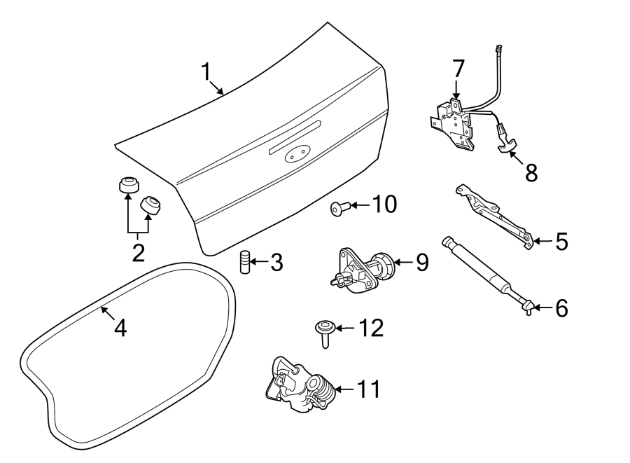Diagram TRUNK LID. LID & COMPONENTS. for your 2022 Ford Transit-350 3.5L EcoBoost V6 A/T AWD Base Cutaway Van 