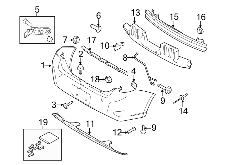 Diagram REAR BUMPER. BUMPER & COMPONENTS. for your 2016 Ford F-150 2.7L EcoBoost V6 A/T 4WD XL Standard Cab Pickup Fleetside 