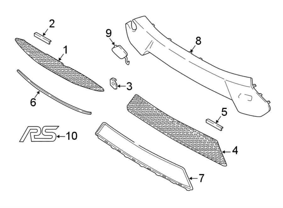 Diagram FRONT BUMPER & GRILLE. GRILLE & COMPONENTS. for your 2019 Lincoln MKZ   