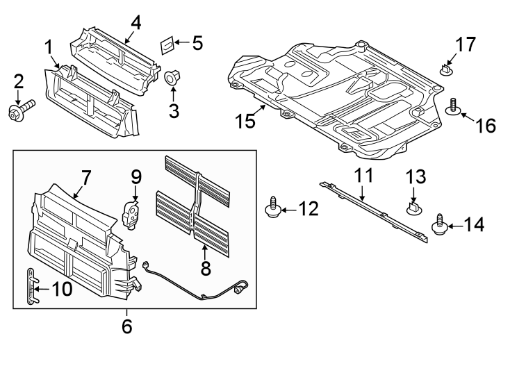 Diagram Radiator support. Splash shields. for your 2007 Ford F-150   