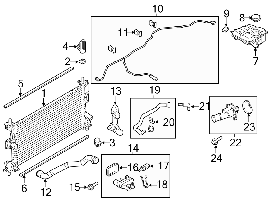 Diagram RADIATOR & COMPONENTS. for your 2002 Ford Ranger   