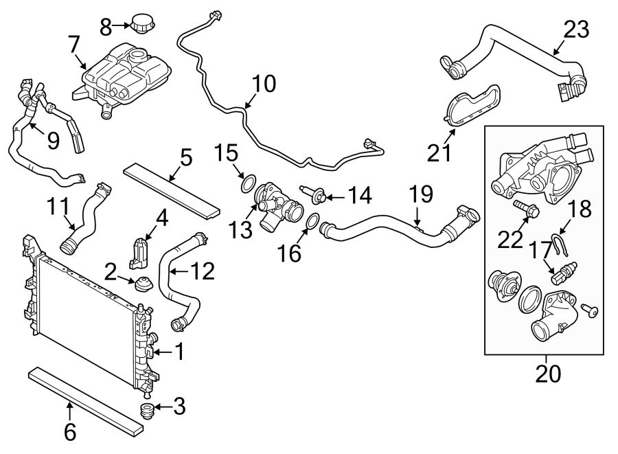 Diagram RADIATOR & COMPONENTS. for your 2019 Lincoln MKZ   