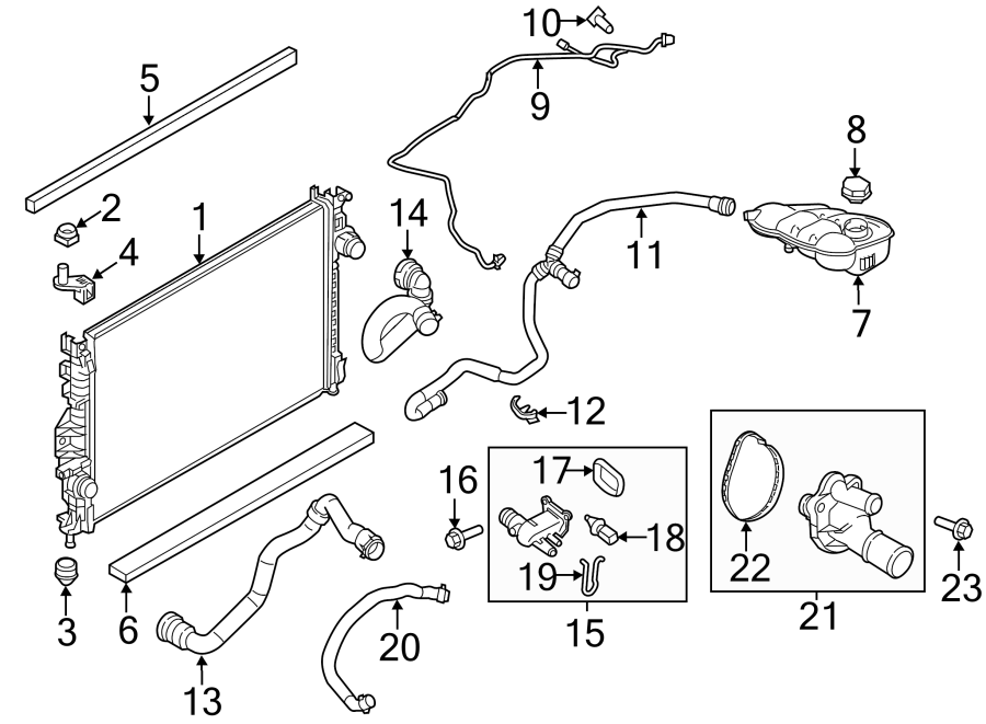 Diagram RADIATOR & COMPONENTS. for your Ford Focus  