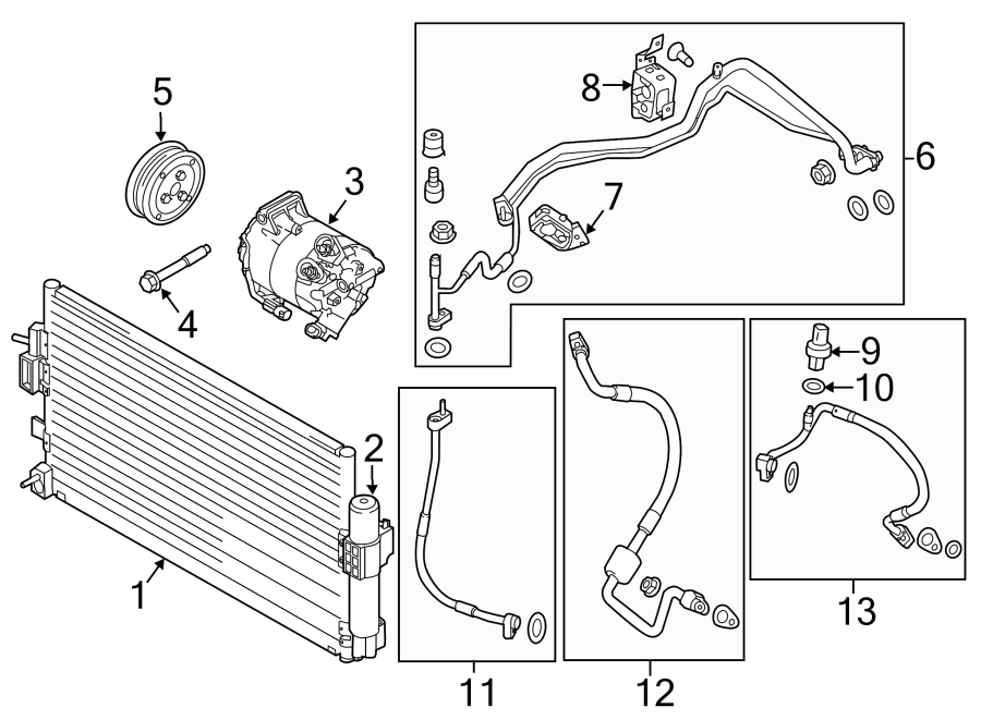 Diagram AIR CONDITIONER & HEATER. COMPRESSOR & LINES. CONDENSER. for your 2002 Ford Ranger   