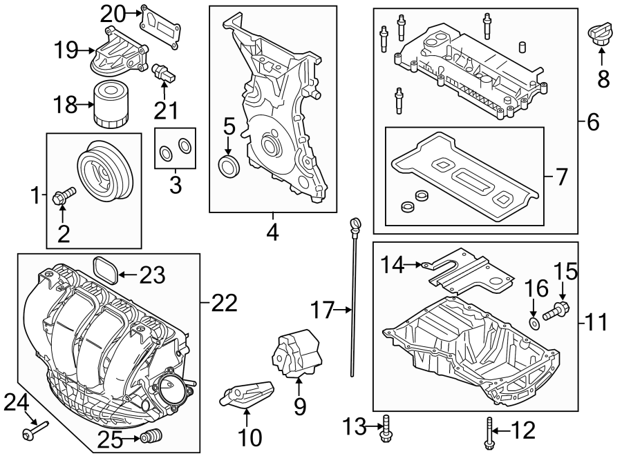 Diagram ENGINE / TRANSAXLE. ENGINE PARTS. for your Lincoln MKX  