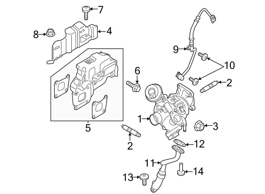 Diagram ENGINE / TRANSAXLE. TURBOCHARGER. for your 2018 Ford Fiesta   