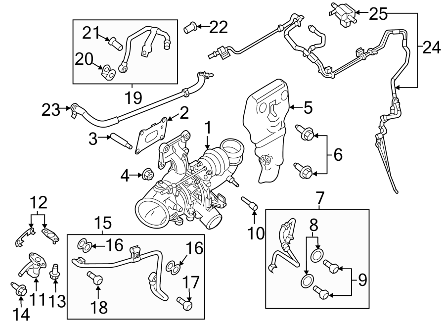 Diagram ENGINE / TRANSAXLE. TURBOCHARGER & COMPONENTS. for your 2018 Lincoln MKZ Black Label Sedan 3.0L EcoBoost V6 A/T AWD 