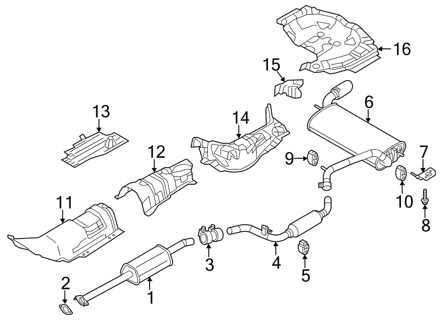 Diagram Exhaust system. Exhaust components. for your 2022 Ford Ranger   