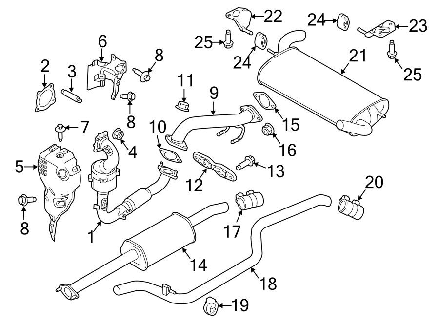 Diagram EXHAUST SYSTEM. EXHAUST COMPONENTS. for your 2009 Lincoln MKZ   