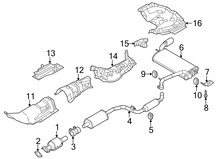 Diagram EXHAUST SYSTEM. EXHAUST COMPONENTS. for your 2010 Lincoln MKZ   