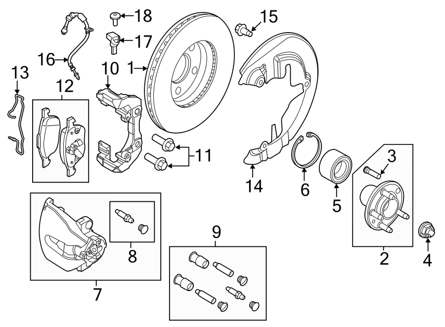 Diagram FRONT SUSPENSION. BRAKE COMPONENTS. for your 2013 Lincoln MKZ   