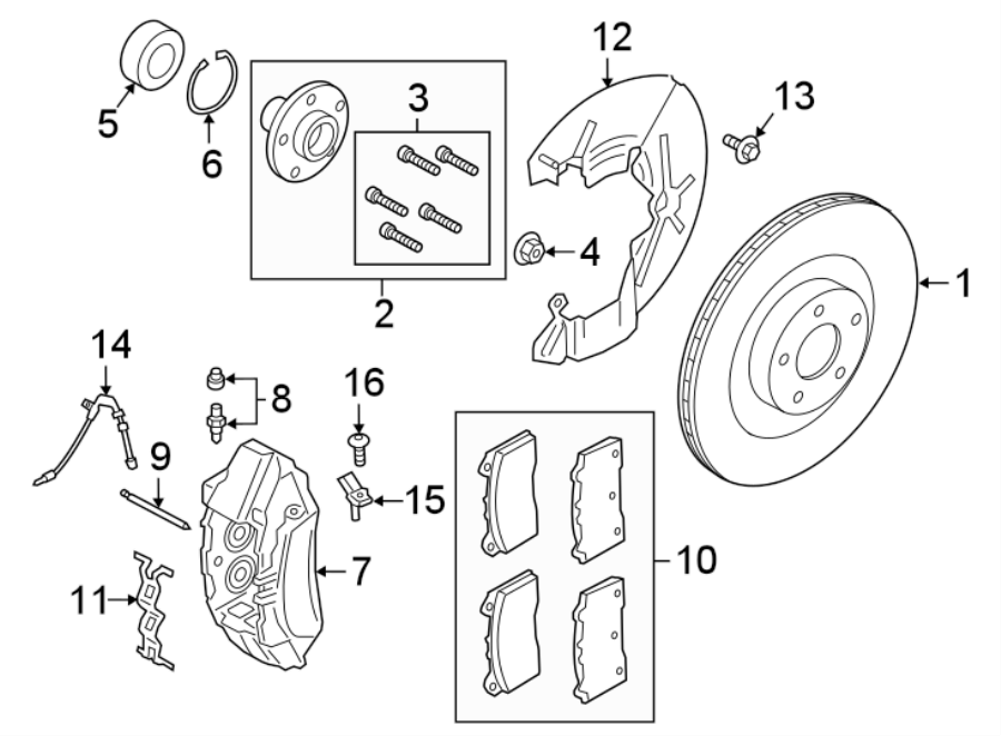 Diagram FRONT SUSPENSION. BRAKE COMPONENTS. for your 2015 Lincoln MKZ Hybrid Sedan  