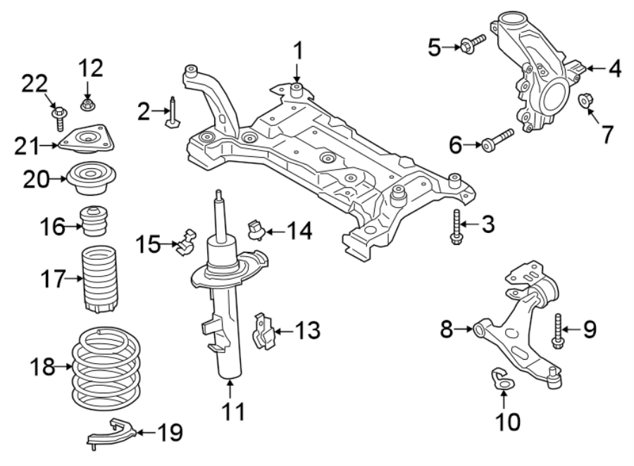 Diagram FRONT SUSPENSION. SUSPENSION COMPONENTS. for your 2016 Lincoln MKZ   