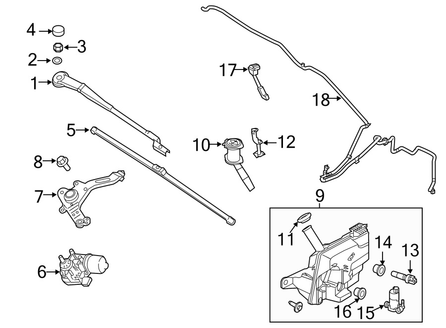 Diagram WINDSHIELD. WIPER & WASHER COMPONENTS. for your 2012 Lincoln MKZ   