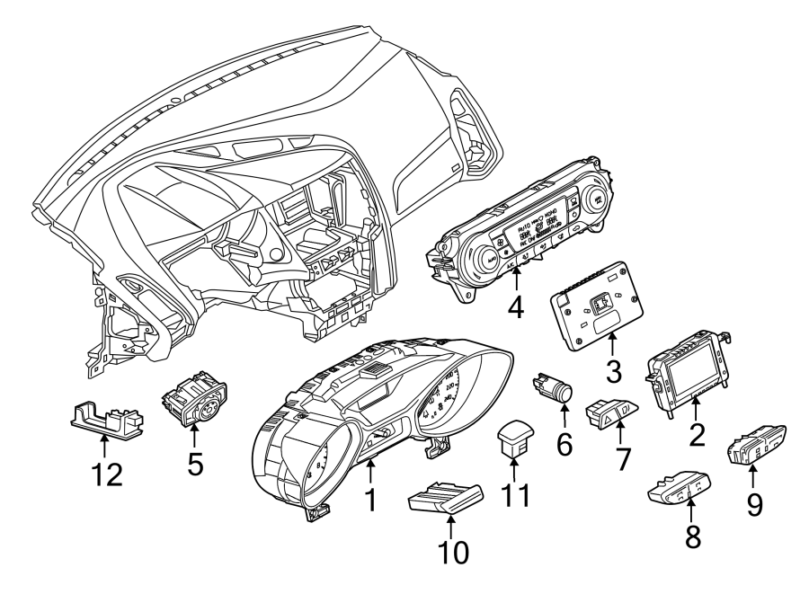 Diagram INSTRUMENT PANEL. CLUSTER & SWITCHES. for your 2019 Lincoln MKZ Reserve I Sedan  