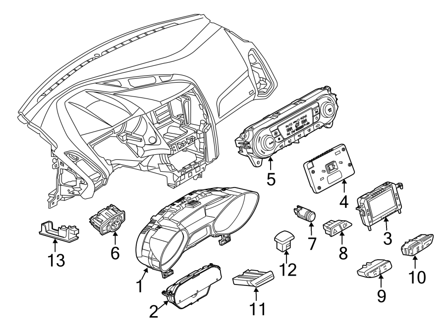 Diagram INSTRUMENT PANEL. CLUSTER & SWITCHES. for your 2019 Lincoln MKZ Reserve I Sedan  