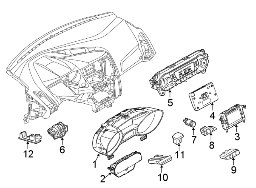 Diagram INSTRUMENT PANEL. CLUSTER & SWITCHES. for your 2019 Lincoln MKZ Reserve I Sedan  