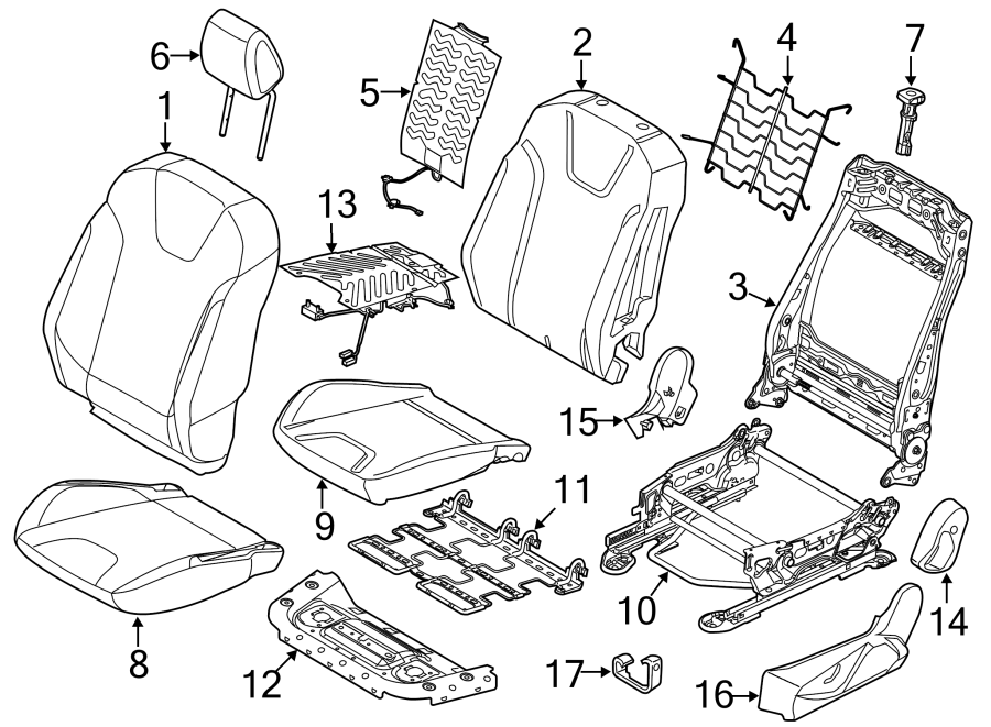 Diagram Seats & tracks. Passenger seat components. for your 2004 Ford F-150   