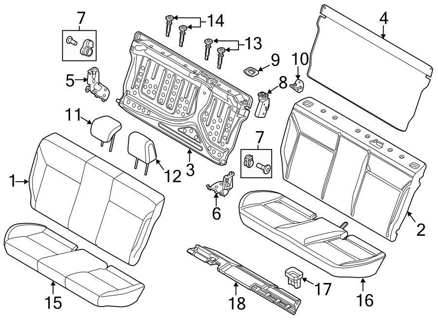 Diagram SEATS & TRACKS. REAR SEAT COMPONENTS. for your 2017 Ford Mustang   