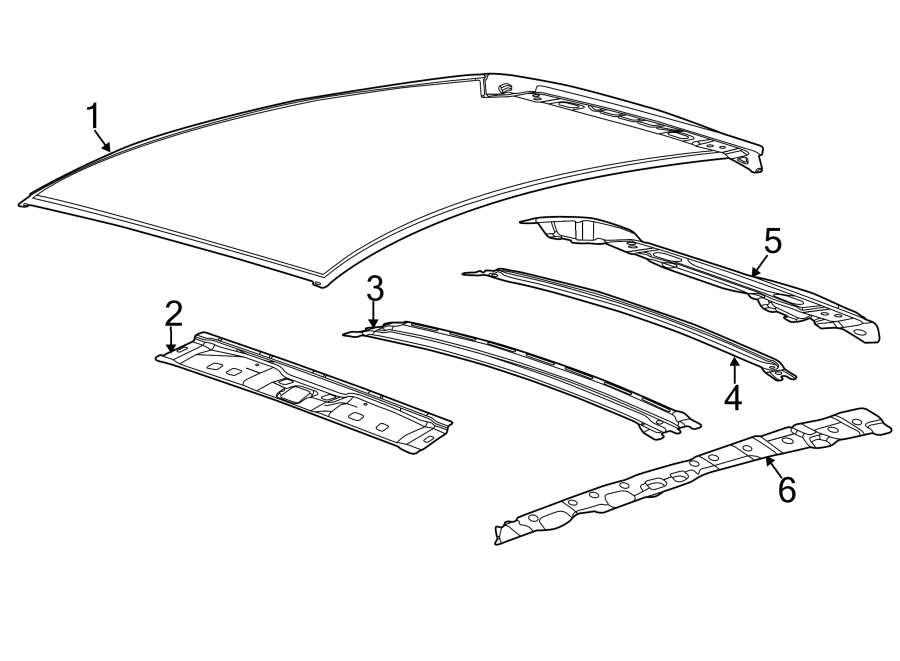 Diagram ROOF & COMPONENTS. for your 2021 Ford F-150 3.0L Power-Stroke V6 DIESEL A/T 4WD XL Standard Cab Pickup Fleetside 