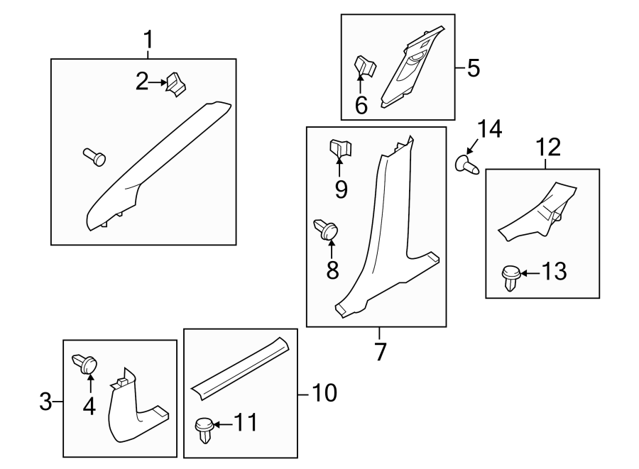 Diagram Pillars. Rocker & floor. Interior trim. for your 2003 Ford F-150 5.4L Triton V8 CNG A/T 4WD XLT Crew Cab Pickup Stepside 