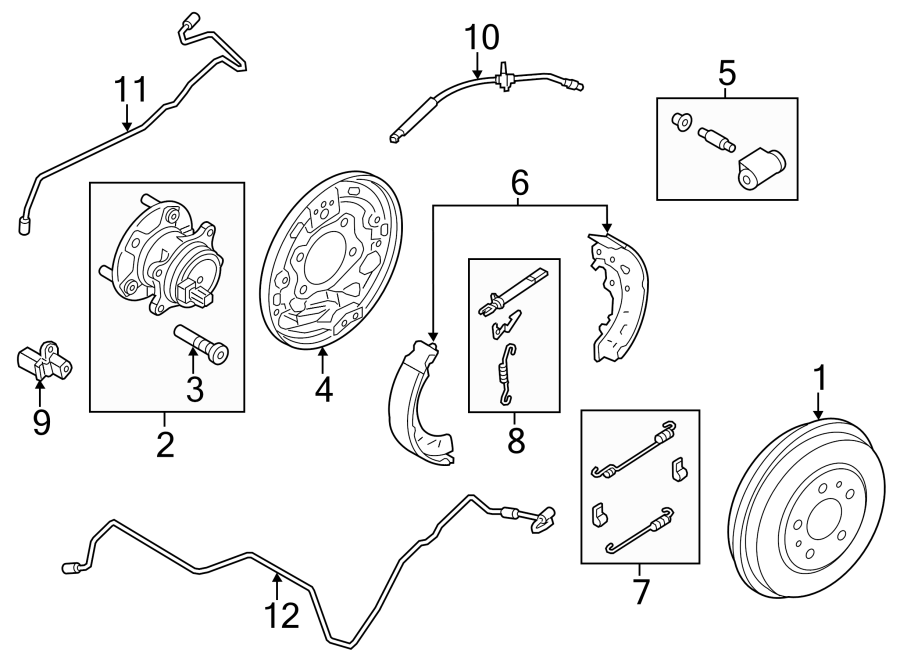 Diagram REAR SUSPENSION. BRAKE COMPONENTS. for your 2016 Lincoln MKZ Base Sedan  