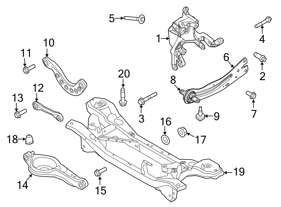 Diagram REAR SUSPENSION. SUSPENSION COMPONENTS. for your 2014 Ford Focus ST Hatchback  