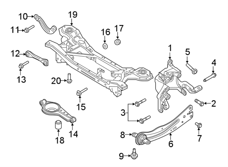 Diagram Rear suspension. Suspension components. for your 2010 Ford Focus   