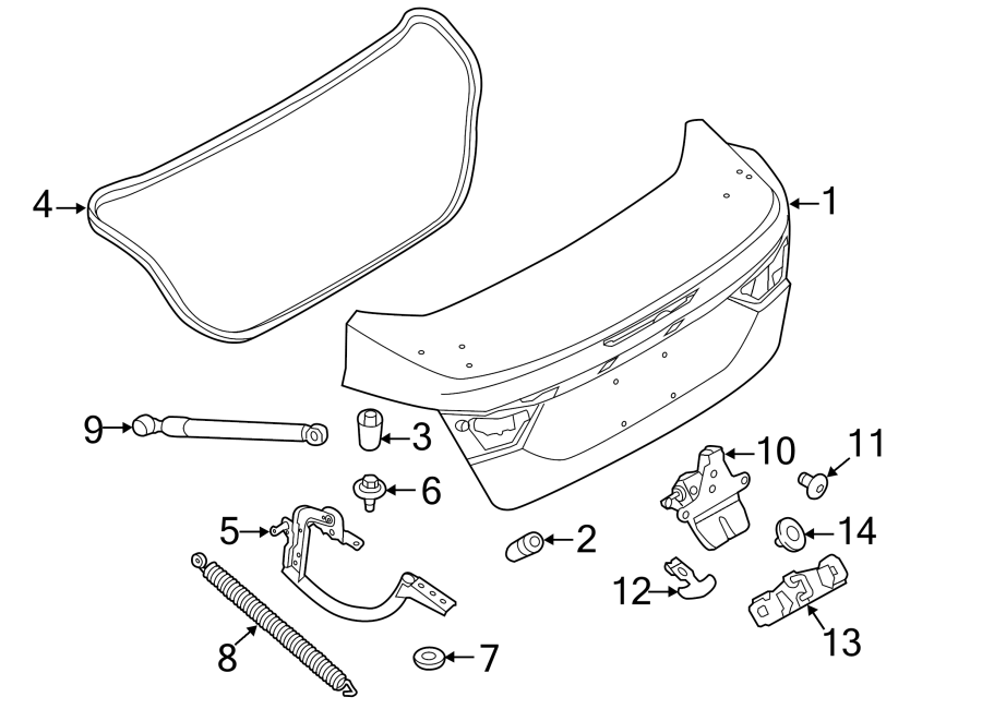 Diagram TRUNK LID. LID & COMPONENTS. for your 2015 Lincoln MKZ Hybrid Sedan  