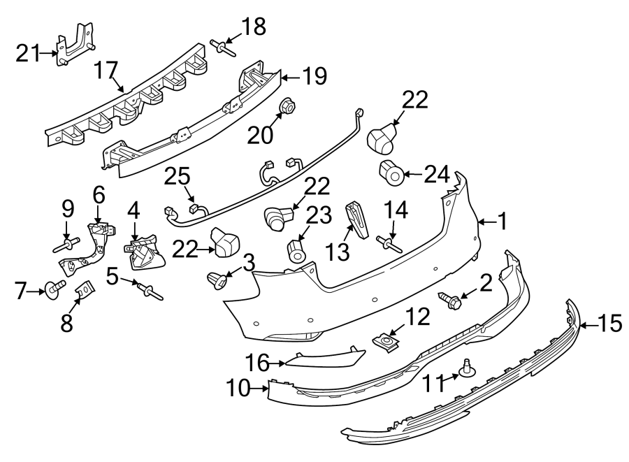 Diagram REAR BUMPER. BUMPER & COMPONENTS. for your 2008 Lincoln MKZ   