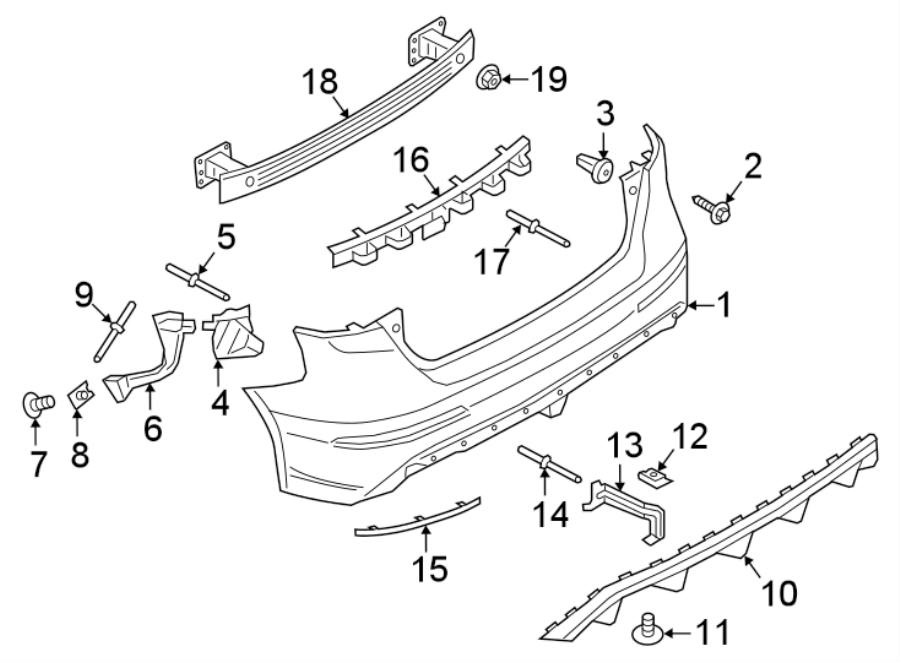 Diagram REAR BUMPER. BUMPER & COMPONENTS. for your 2012 Ford Focus  SE Sedan 