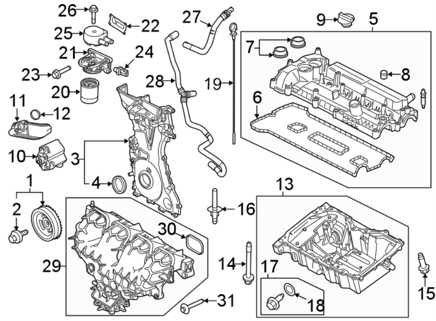 Diagram ENGINE / TRANSAXLE. ENGINE PARTS. for your 2013 Ford Police Interceptor Utility 3.7L V6 A/T FWD Base Sport Utility 