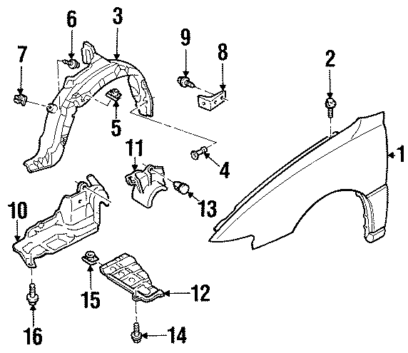 Diagram FENDER & COMPONENTS. for your 2019 Lincoln MKZ Hybrid Sedan  