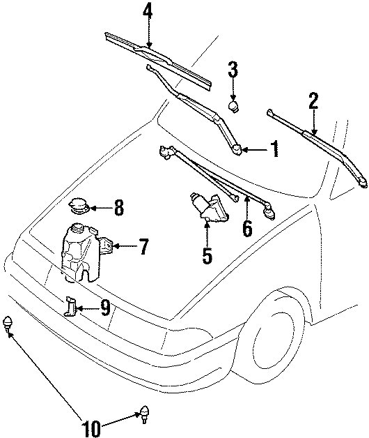 Diagram WINDSHIELD. WIPER & WASHER COMPONENTS. for your 1988 Ford F-150   